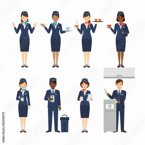 Flight attendants crew staff aviation airline