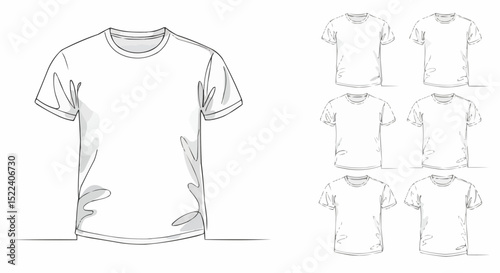 Set of T-shirt template illustrations for design and presentation. 