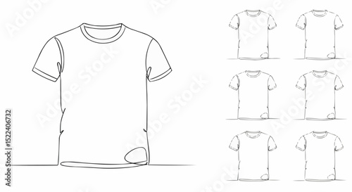 T-shirt design template, single line art style.