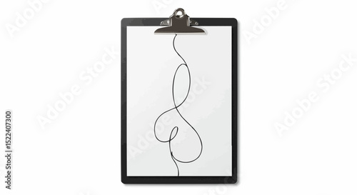 A sleek clipboard showcasing a minimalist design with a single line drawing. 