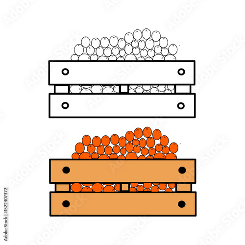 Vector of fresh vegetables and fruits in a box. Ideal for organic food, delivery service, farm market, eco packaging, and healthy lifestyle designs.