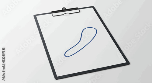 A blank paper clipped to a clipboard with a single drawn line.