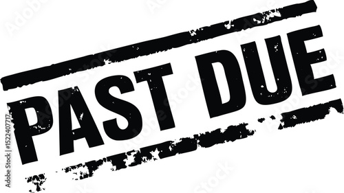 Black Distressed Past Due Stamp with Oblique Lines on a White Background