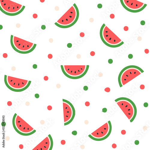 Sweet Watermelon Cut Pattern Summer Time Illustration