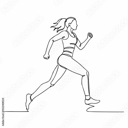 Line art of a running woman