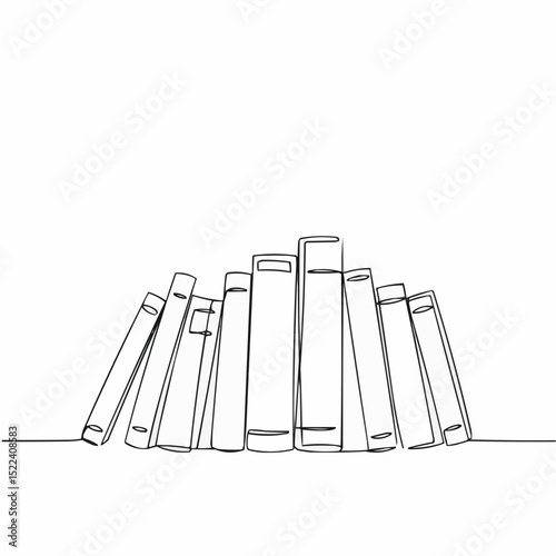 Artistic Line Drawing of Books: A minimalist, continuous line illustration of books, capturing the essence of knowledge and literature.