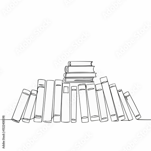 A collection of illustrated books arranged in an artistic manner. 