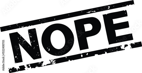 Black Grunge Nope Word Between Lines on White Background Element