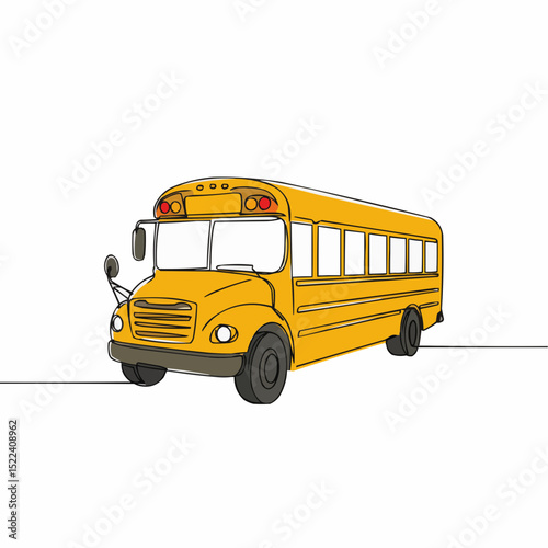 Yellow school bus line art.