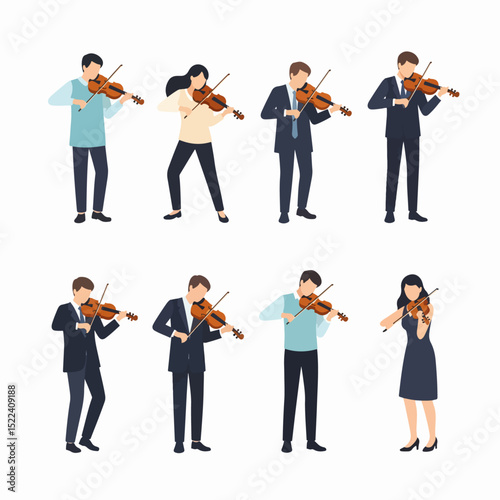 Violin players musicians playing music art collection