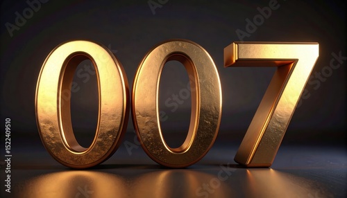 007 Theme Inspired Golden Numeric Display