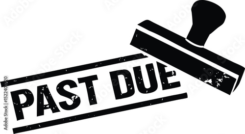 Black Past Due Rubber Stamp Impression with Handle for Overdue Invoice Reminder on White Background