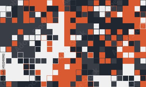 Abstract geometric pixel art background.  Vibrant orange, grey, and white squares create a dynamic, modern design. Perfect for tech, website banners, presentations, and digital projects.