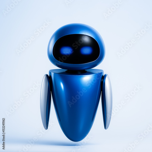 Futuristic Assistant Bot – 3D Standing Robot with Blue Glowing Eyes