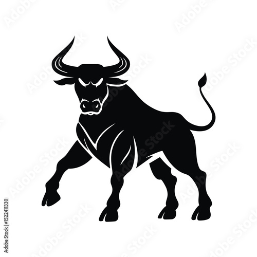 Powerful black bull silhouette strong animal icon