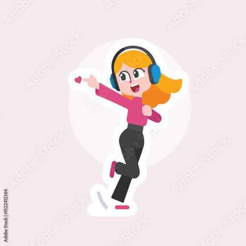 Cheerful Woman with Headphones Dancing