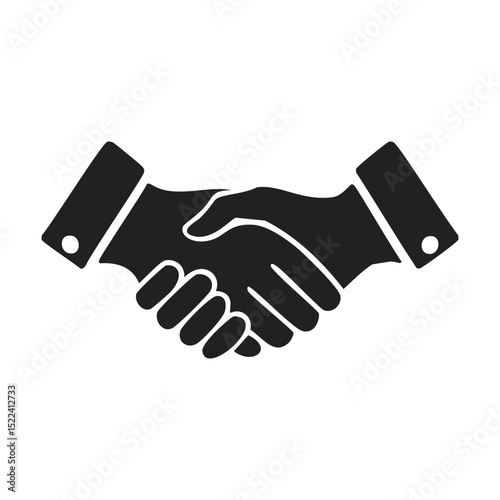 Black silhouette of two hands shaking in agreement