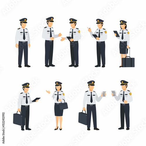 Airport security officers performing job duties