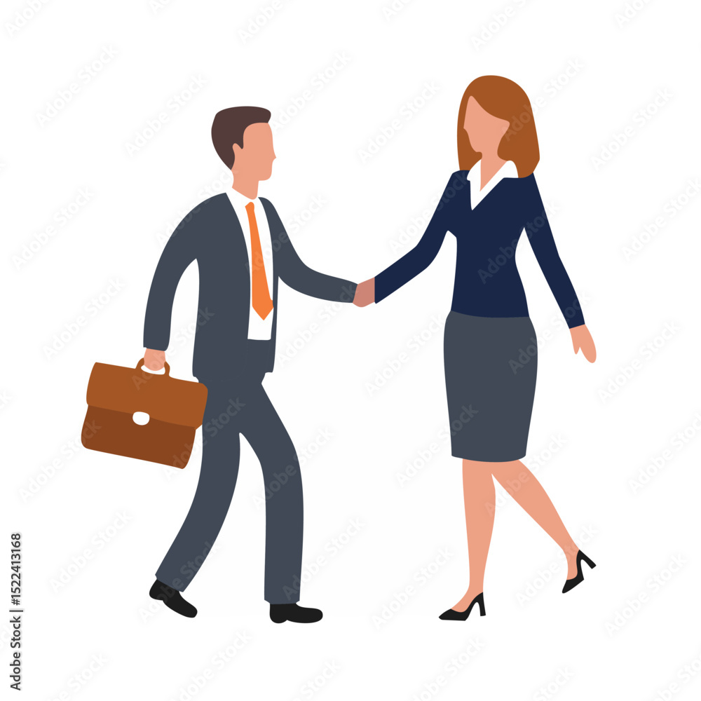 Fototapeta premium Businesspeople shaking hands walking together deal
