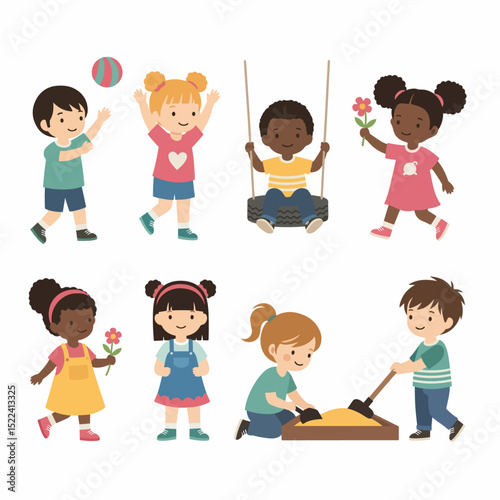 Kids playing having fun together outdoors