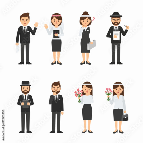Wedding event planning personnel groom bride character