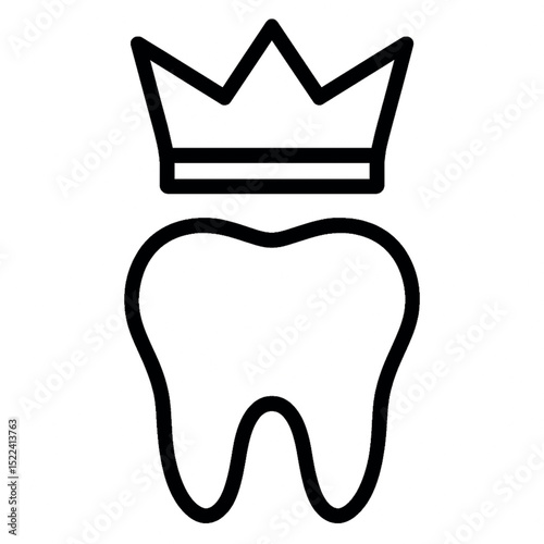 Tooth with Crown Outline Symbol isolated on white background
