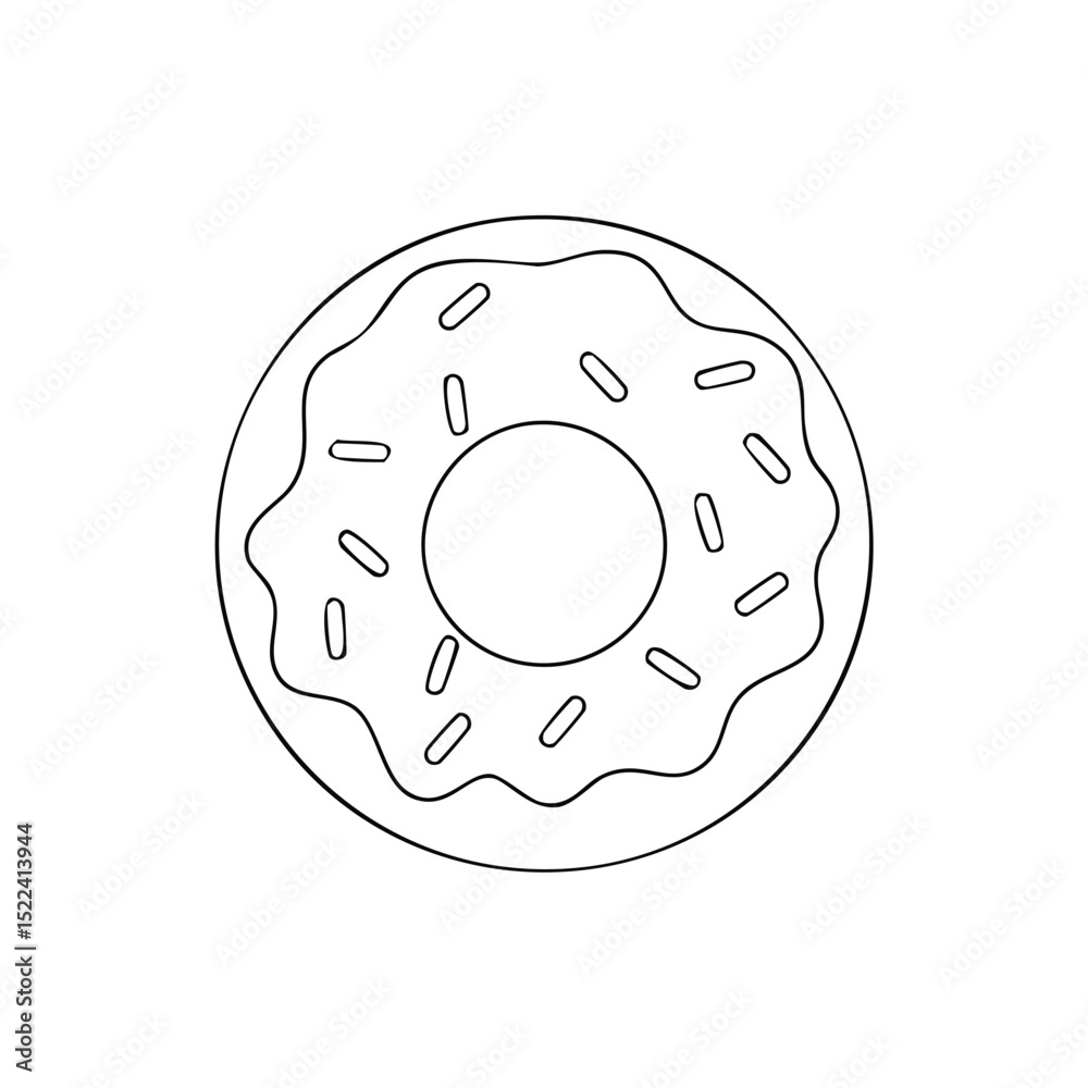 Delicious donut outline simple sweet treat Delicious donut outline simple sweet treat