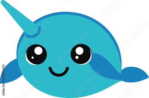 Adorable Cartoon Narwhal Cute Aquatic Mammal Illustration