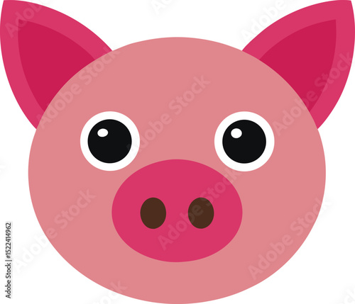 Adorable Pink Pig Face Illustration Cute Cartoon Animal Design