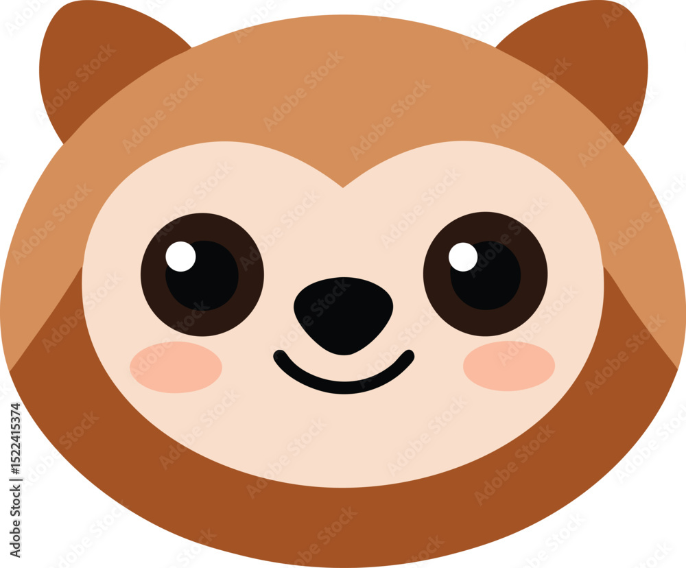 Adorable Cartoon Sloth Face Cute Animal Illustration Adorable Cartoon Sloth Face Cute Animal Illustration