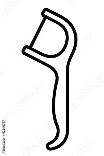 Dental Floss Pick Outline Icon Vector isolated on white background