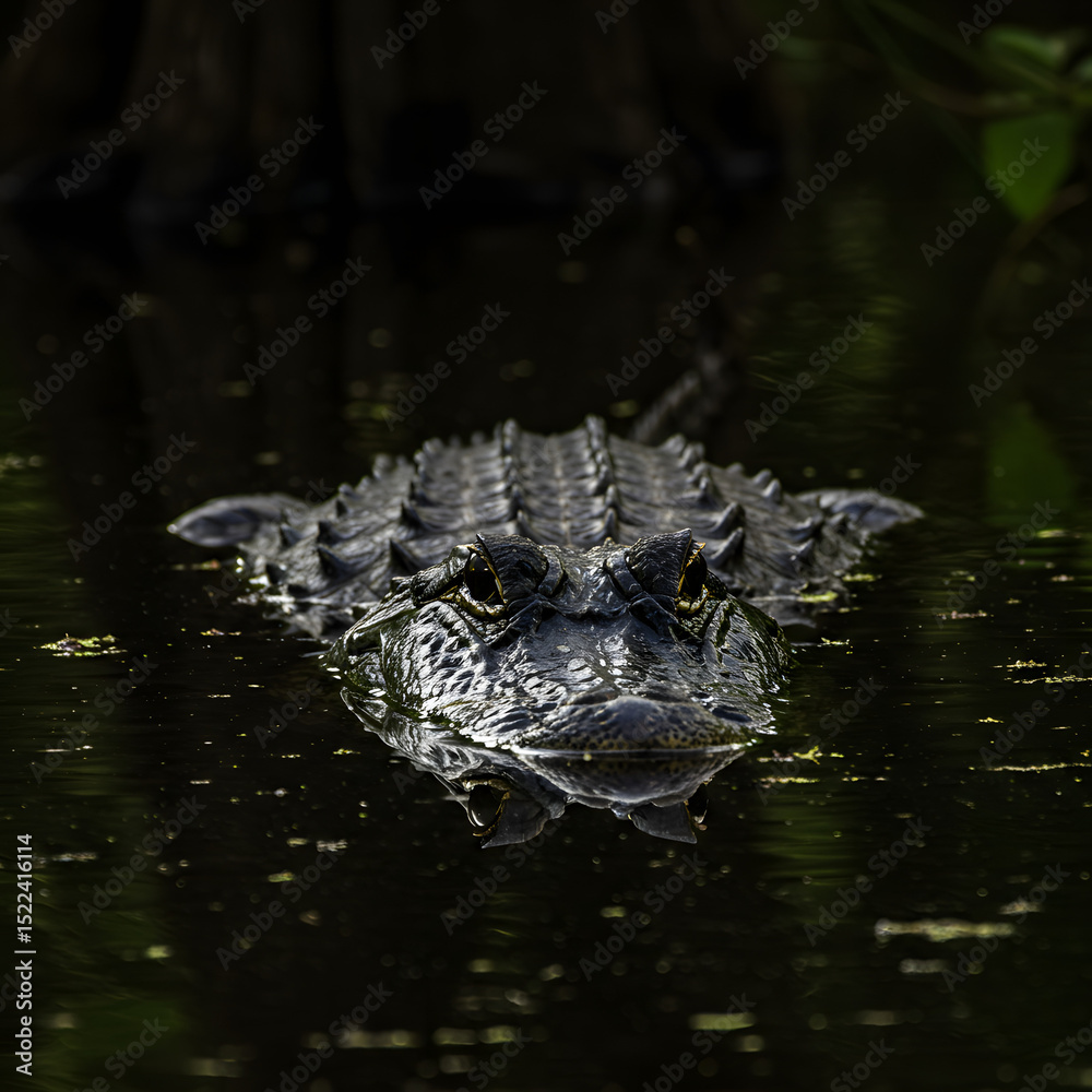 Naklejka premium American Alligator in Dark Water