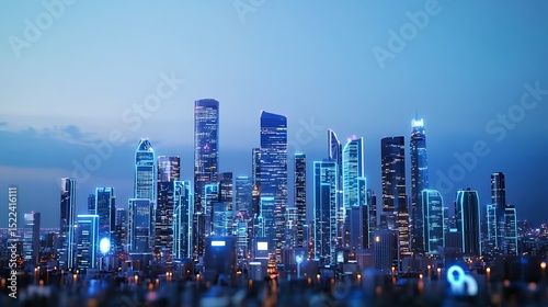 Wallpaper Mural Futuristic Cityscape at Night Illuminated Skyscrapers and Modern Architecture Torontodigital.ca