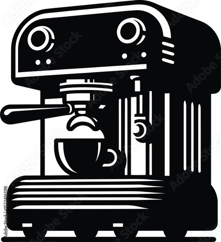 Coffee machine silhouette vector illustration isolated on a white background