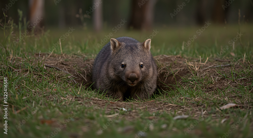 Cute Wombat Peeking from Burrow Cute Wombat Peeking from Burrow