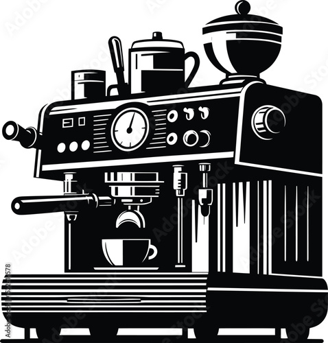Coffee machine silhouette vector illustration isolated on a white background