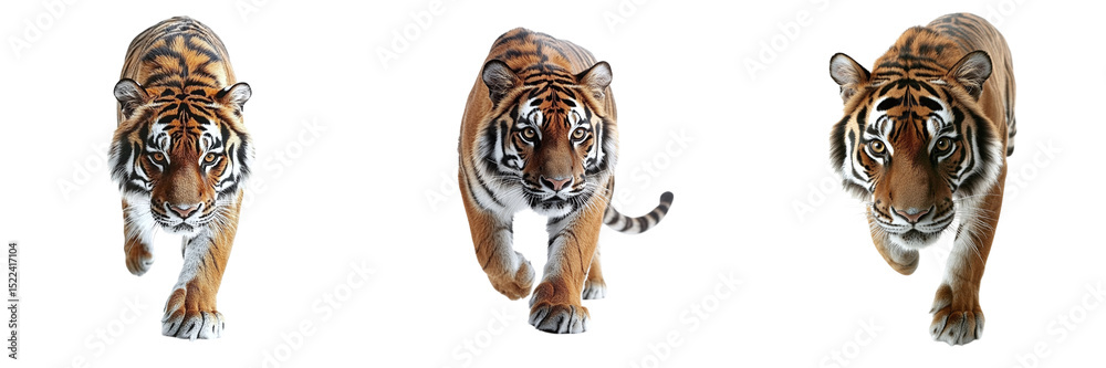 Obraz premium Set of tigers isolated on transparent background PNG