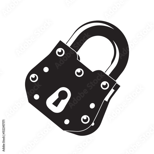 Black padlock with keyhole in minimalist design  