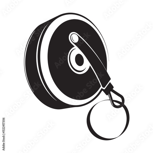Retractable badge holder with keyring attachment in black and white  