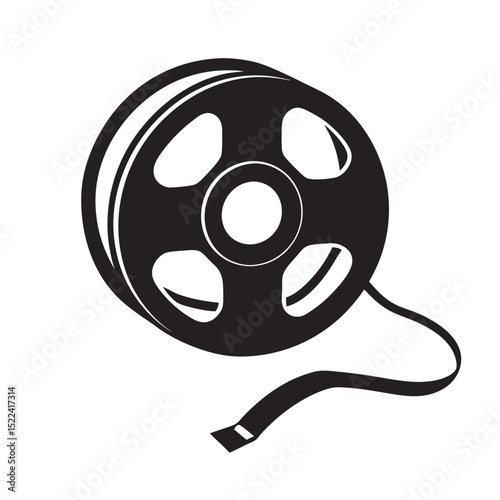 Vintage film reel with film strip on a white background  