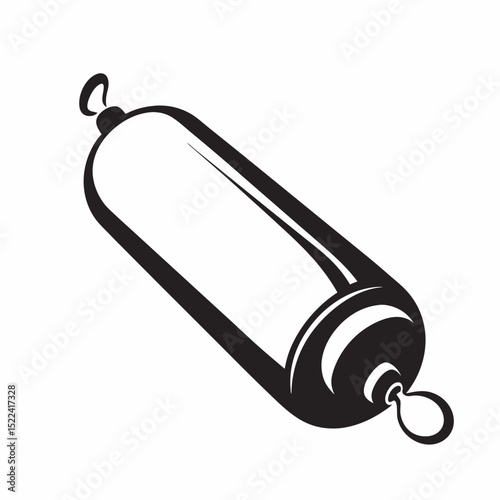 Black and white  sausage with a hanging loop  