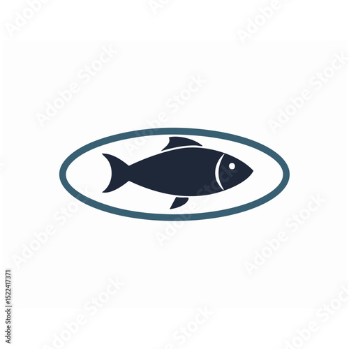 Fresh fish on oval platter simple icon design