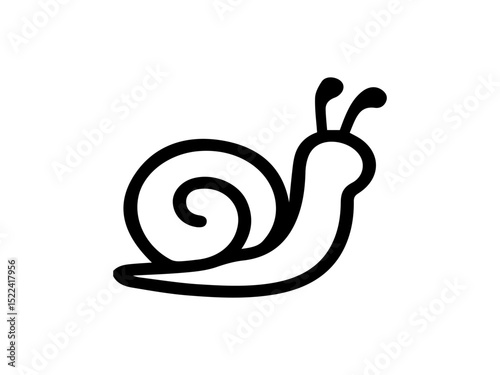 The snail has a spiral-shaped shell and a smooth, curved body with two short antennae on its head.
