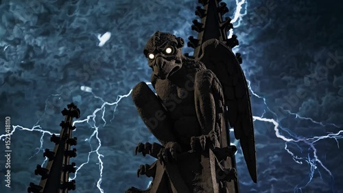 Dark Gothic Gargoyle with Lightning Loop