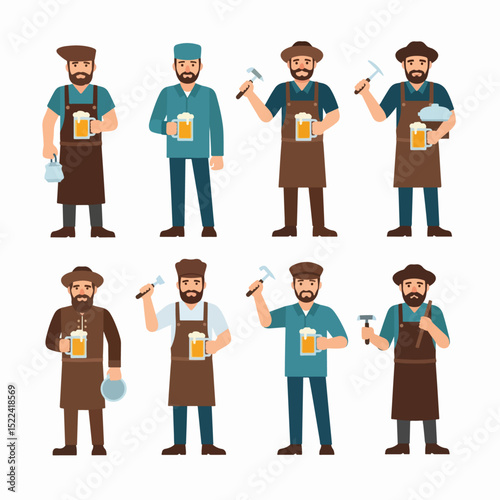 People with beer and tools collection
