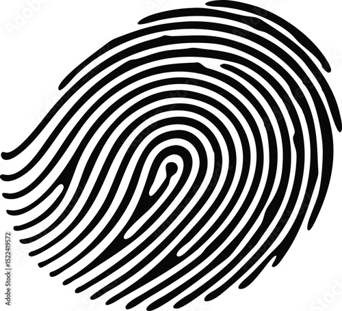 High Contrast Black and White of a Fingerprint on a White Background