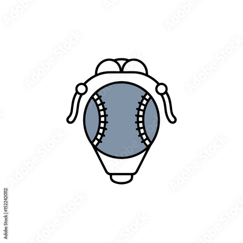 Baseball catcher’s mask and ball illustration representing stats concept  