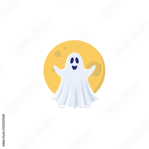 Happy halloween ghost moonlit night spooky cute
