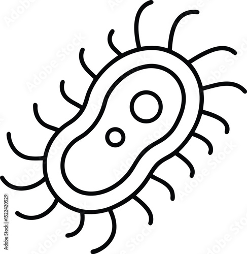 bacteria cell icon line art vector illustration on transparent background
