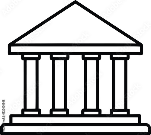 bank building icon line art vector illustration on transparent background
